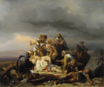 Finding the Body of King Gustav II Adolf of Sweden after the Battle of Lütze av Carl Wahlbom
