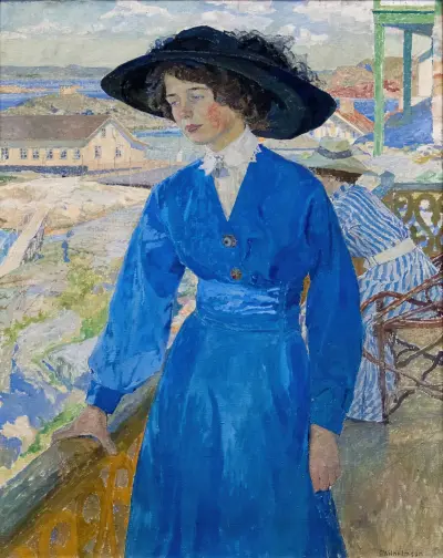 Flicka i blått, 1910 av Carl Wilhelmson