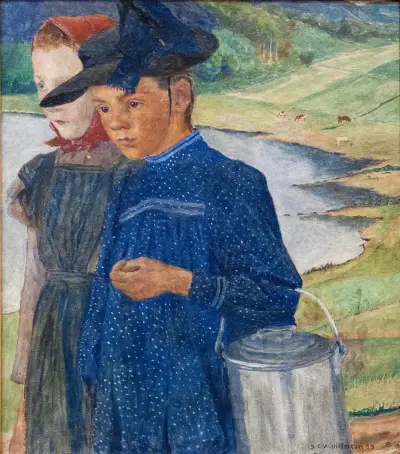 Två flickor på vägen av Carl Wilhelmson