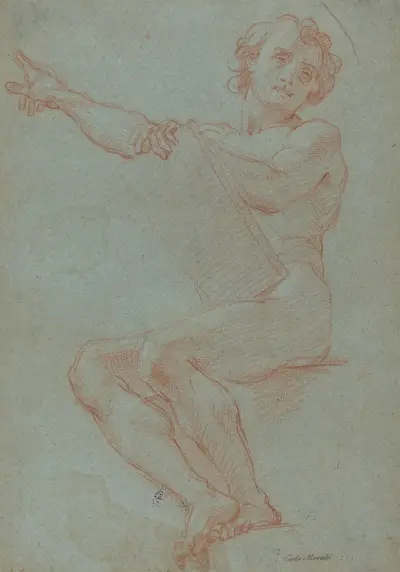 A Seated Man Holding a Tablet av Carlo Maratti