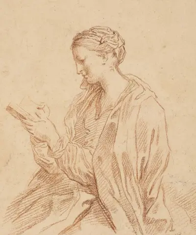 Woman reading, in profile to the left av Carlo Maratti