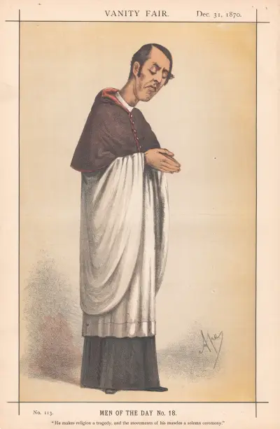 Clergy. ‘He makes religion a tragedy, and the movement of his muscles a solemn ceremony.’ Mackonchie. 31 December 1870 av Carlo Pellegrini