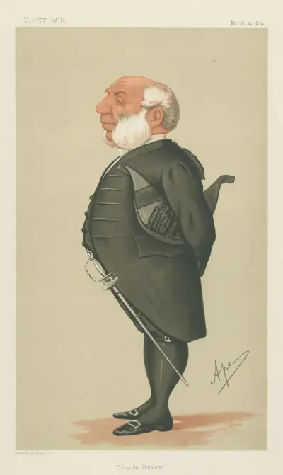 Militär och flotta; 'Populära medlemmar', kapten Ralph Allen, 21 mars 1874 av Carlo Pellegrini