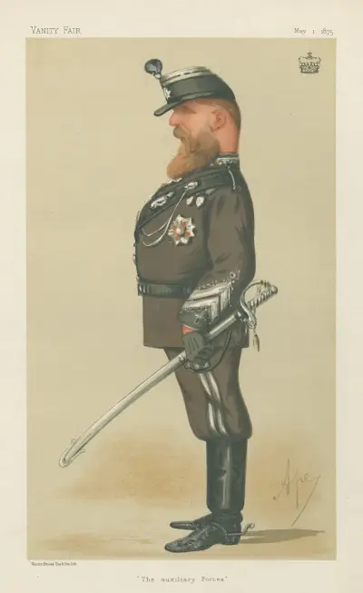 Military and Navy; ‘The Auxillary Forces’, Viscount Bury, May 1, 1875 av Carlo Pellegrini