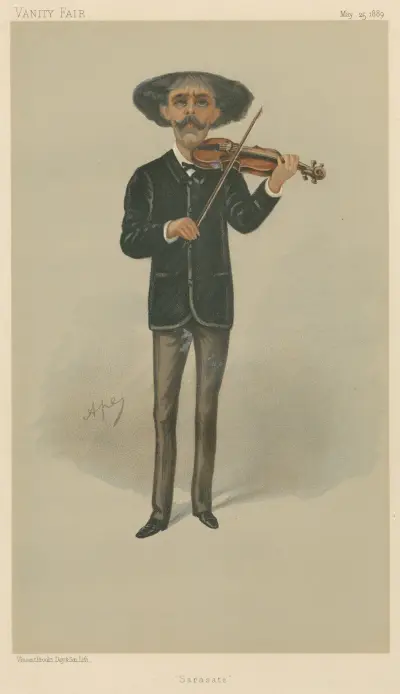 Musiker; 'Sarasate', Señor Pablo Martín Melitón Sarasate, 25 maj 1889 av Carlo Pellegrini