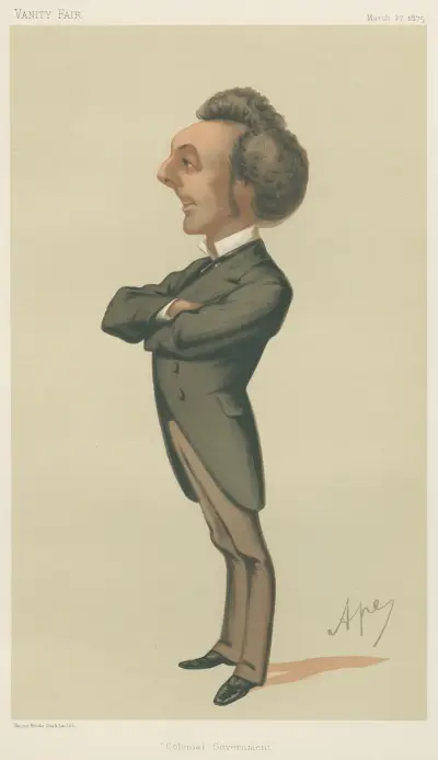 Politiker – 'Kolonialregering'. Hans Excellens Guvernör Pope Hennessy. 27 mars 1875 av Carlo Pellegrini