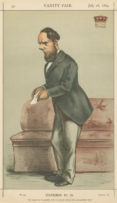 Politicians – ‘He improves if possible, but he accepts always the accomplised fact.’ Earl Kimberly. 16 July 1869 av Carlo Pellegrini