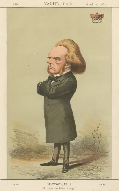 Königlichkeit; „God Bless the Duke of Argyll“, der Herzog von Argyll, 17. April 1869 von Carlo Pellegrini