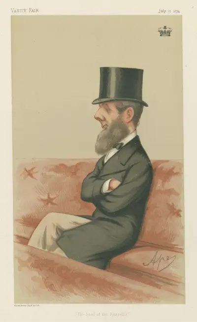 Kunglighet; 'The Head of the Russells', hertigen av Bedford, 11 juli 1874 av Carlo Pellegrini