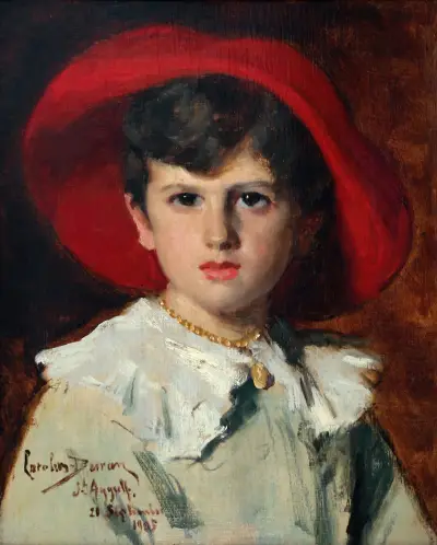 Barn i röd hatt (Michel Feydeau, son till Georges) av Carolus-Duran