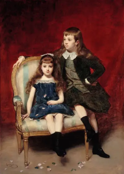 Portrait de Marguerite (1883-1973) et Robert (1880-1956) de Broglie av Carolus-Duran