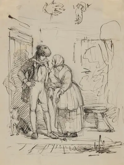 En ung man och en äldre kvinna av Felix Octavius Carr Darley