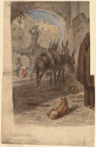 Berninifontänen, Rom av Felix Octavius Carr Darley