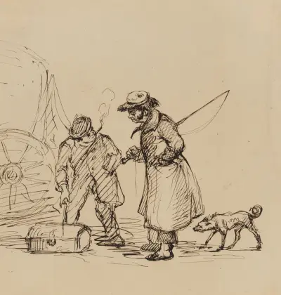 Kusk, man med cigarr och hund av Felix Octavius Carr Darley