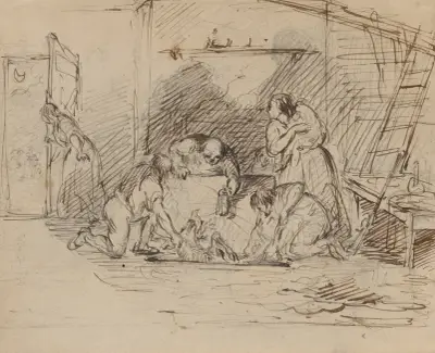 Drawing of cabin interior von Felix Octavius Carr Darley