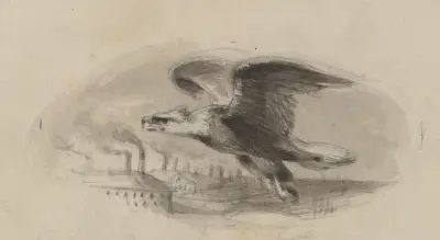 Örn flygande över industrilandskap av Felix Octavius Carr Darley