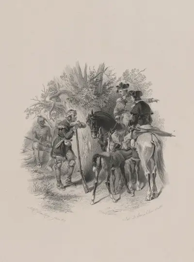 Last of the Mohicans; Waylaid travellers. av Felix Octavius Carr Darley