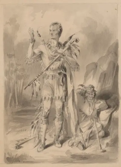 Native American with Caucasian who is wearing Native American attire av Felix Octavius Carr Darley