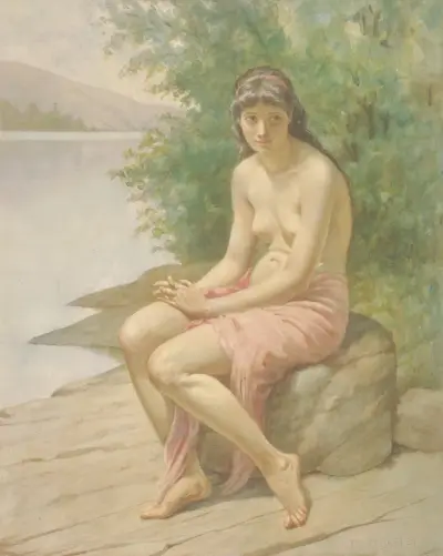 Sittande naken vid en flod av Felix Octavius Carr Darley