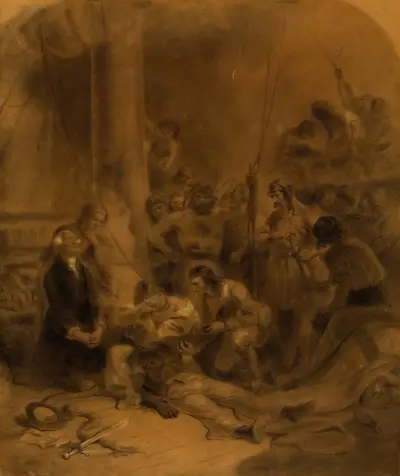 Scipios död, Den röde piraten av James Fenimore Cooper av Felix Octavius Carr Darley
