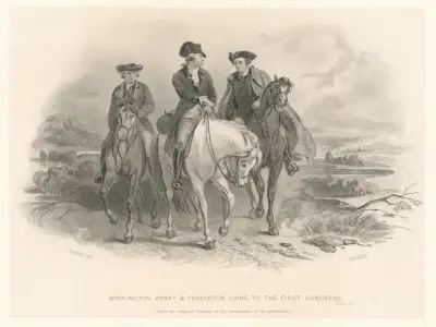 Washington, Henry and Pendleton going to the First Congress. av Felix Octavius Carr Darley