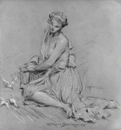 Seated Woman with Birds av James Carroll Beckwith