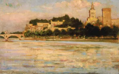 The Palace of the Popes and Pont d’Avignon av James Carroll Beckwith