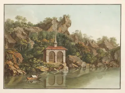 Chapelle de Guillaume Tell sur le Lac des quatre Cantons av Caspar Wolf