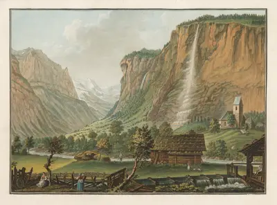 Chûte du Staubbach dans la vallée du Lauterbrunnen av Caspar Wolf