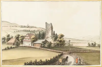 Le Chateau de Hunenberg dans le Canton de Zug av Caspar Wolf