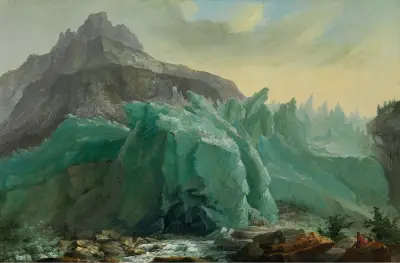 Dolní grindelwaldský ledovec s Lütschine a Mettenbergem, Caspar Wolf