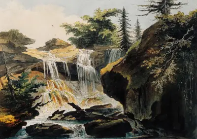 Wasserfall im Tobel bei Muri av Caspar Wolf