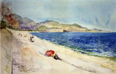 På stranden nedanför Promenade des Anglais, Nice, Frankrike av Cass Gilbert