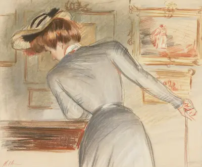 På Watteau-utställningen av Paul César Helleu
