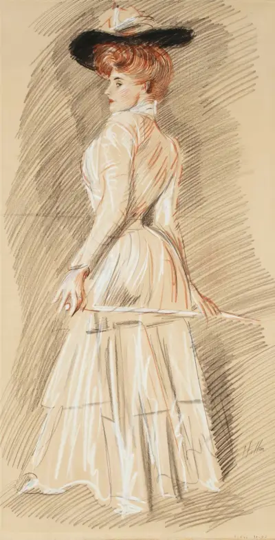 Elegant dam med käpp av Paul César Helleu