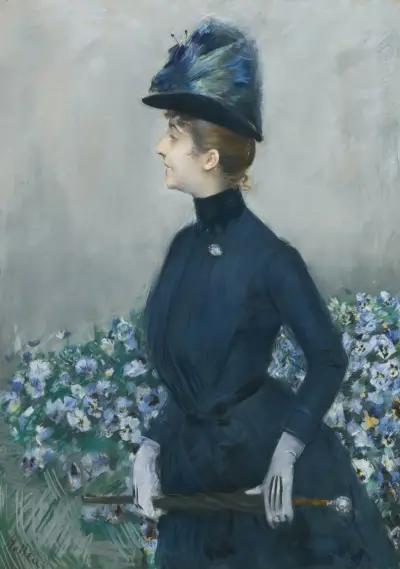 La femme aux fleurs (Portrait of Mathilde See) von Paul César Helleu