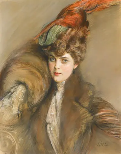 Lady In A Feather Hat av Paul César Helleu