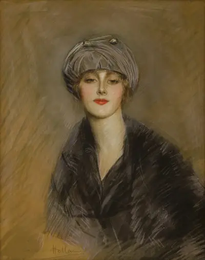Porträtt av Lucette med hatt av Paul César Helleu