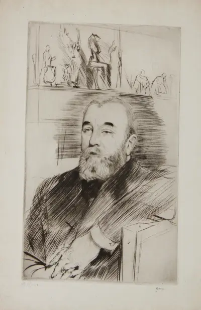 Portrait Of Henri Rouart av Paul César Helleu