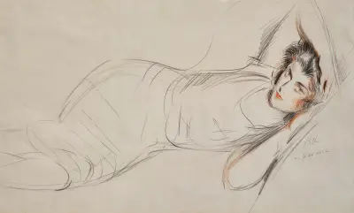 Porträtt av Yvonne Alexandre de Boismartin av Paul César Helleu