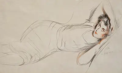 Porträtt av Yvonne Alexandre de Boismartin av Paul César Helleu