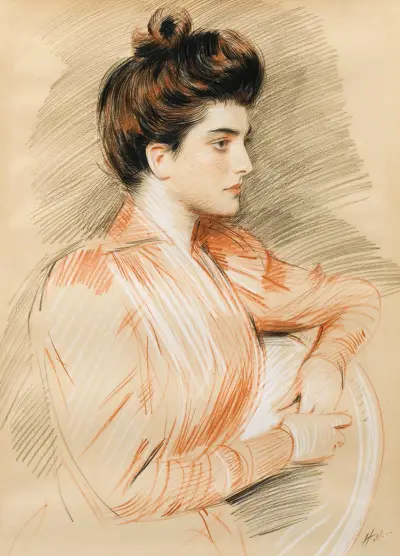 Profile Portrait Of Elisabeth Van Biema av Paul César Helleu