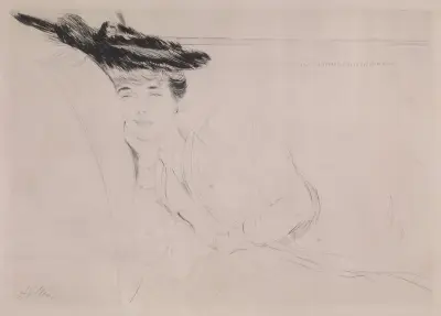 Kvinna liggande på en soffa av Paul César Helleu