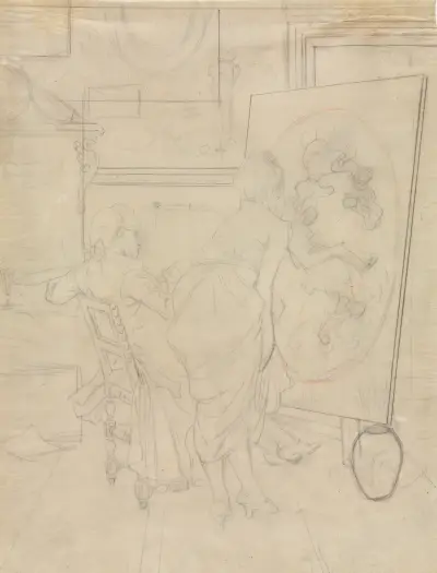 Cartoon for The Opinion of the Model av Charles Bargue