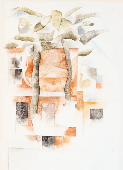 Bermuda, Houses Seen Through Trees av Charles Demuth