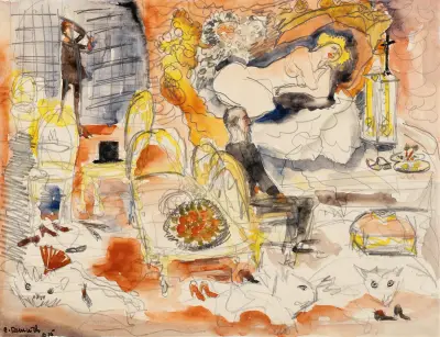Count Muffat Discovers Nana with the Marquis de Chouard av Charles Demuth
