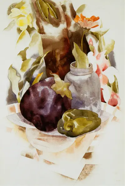 Eggplant and Green Pepper av Charles Demuth