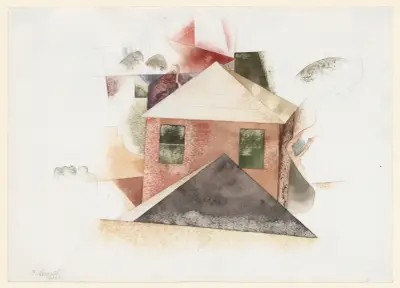 Houses with Red av Charles Demuth