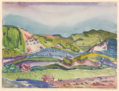Mountain with Red House av Charles Demuth