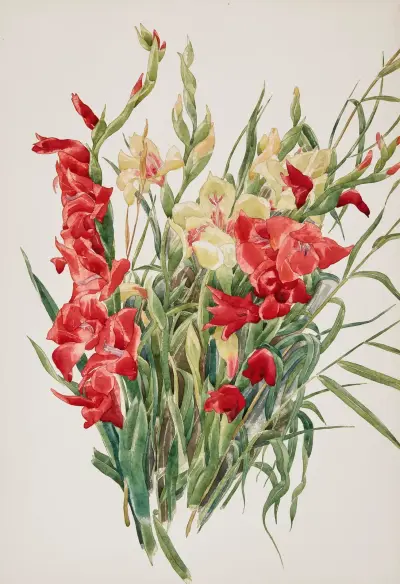 Röda och gula gladioler av Charles Demuth